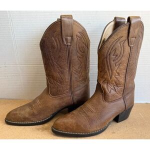 VTG Womens Sz 5 M UNBRANDED Brown Boots Leather Western Cowboy